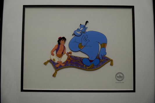 Disney Aladdin and Genie Animation Cel - Magic Carpet Scene